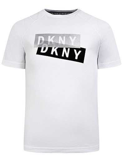 Белая футболка из хлопка с логотипом DKNY - 1134529172951 - Фото 1