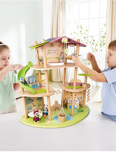 Кукольный мини-домик Бамбуковый дом семьи панд с фигурками и мебелью в наборе Hape - 7134529280506 - Фото 2