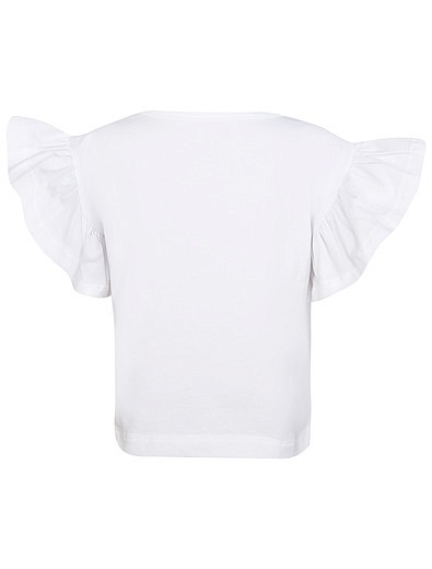 Белая футболка с цветочной аппликацией Lapin House - 1134509415177 - Фото 2