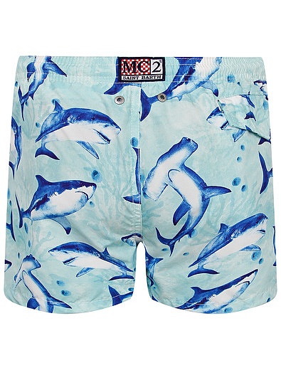 Голубые пляжные шорты с акулами MC2 Saint Barth - 4104519272708 - Фото 2