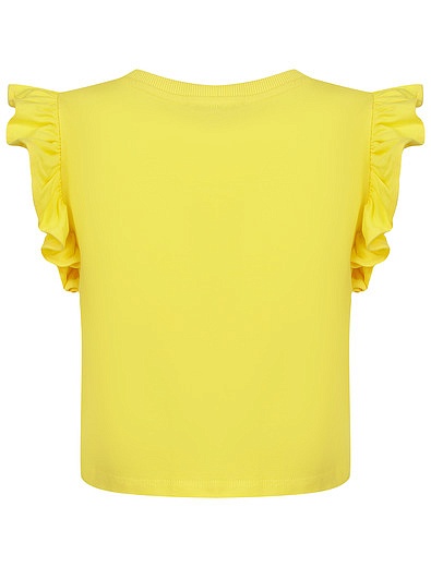Жёлтая футболка с оборками на рукавах Moschino - 1134509411889 - Фото 2