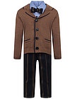 Комплект из брюк, рубашки, кардигана и бабочки в коричневых тонах - 3044519180102