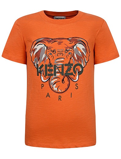 Оранжевая футболка со слоном KENZO - 1134529179288 - Фото 1