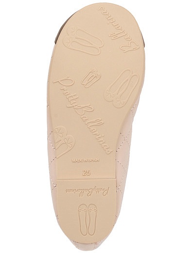 Бежевые стеганые туфли с золотыми мысами PRETTY BALLERINAS - 2014509171886 - Фото 5