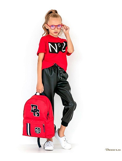 Красный рюкзак с логотипом аппликацией Dolce & Gabbana - 1504528180484 - Фото 2