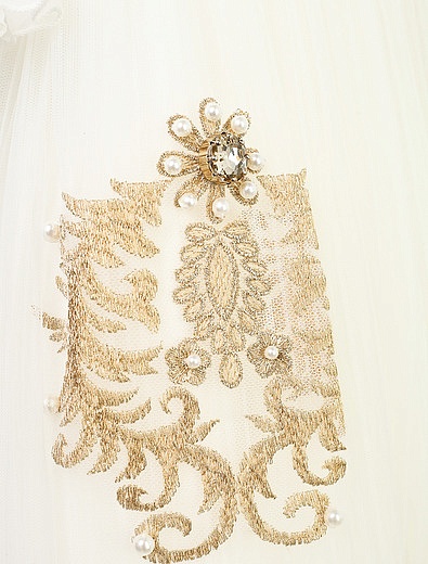 Платье в пол с длинным рукавом и расшитое золотыми нитями с бусинами Lesy - 1052109880501 - Фото 3