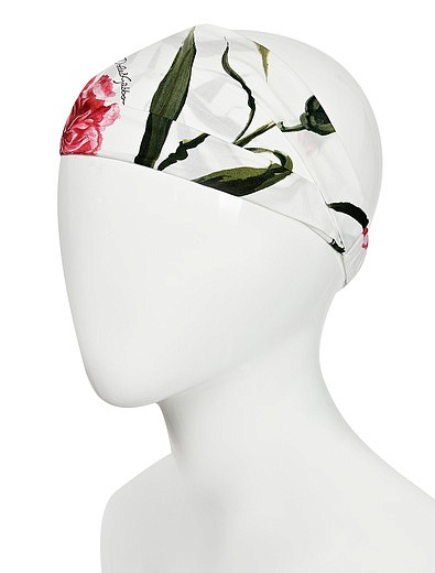 Повязка белая с цветочным принтом Dolce & Gabbana - 1424508370059 - Фото 2