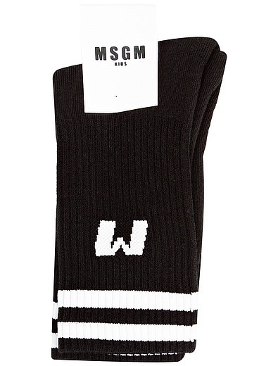 Черные носки с белыми полосками MSGM - 1531129980052 - Фото 1
