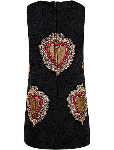 Черное платье с аппликацией &quot;Сердце&quot; Dolce & Gabbana - 1051109880542 - Фото 3