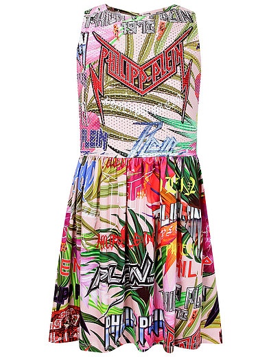 Платье с тропическим принтом со стразами Philipp Plein - 1052509070045 - Фото 1