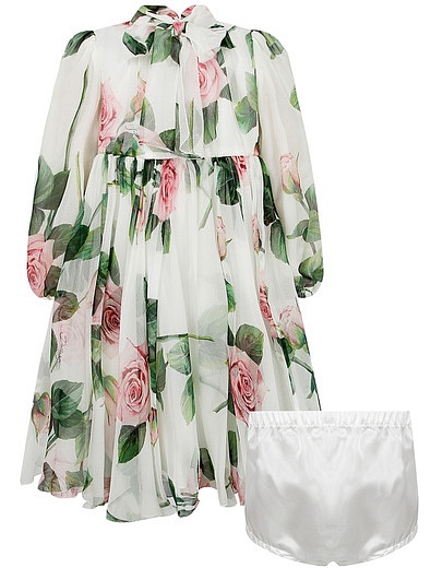 Платье из шёлка с принтом тропические розы Dolce & Gabbana - 1054509075785 - Фото 1