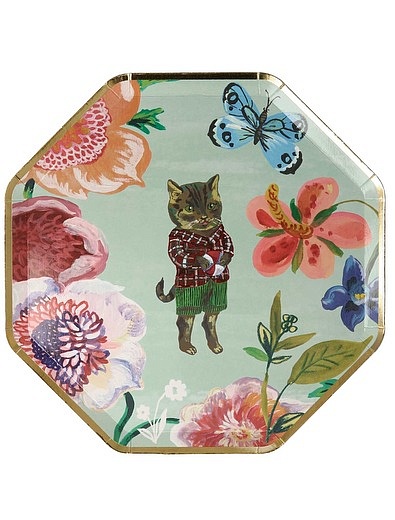 Набор одноразовых тарелок с кошками и цветами 8 шт. Meri Meri - 2294520170048 - Фото 6