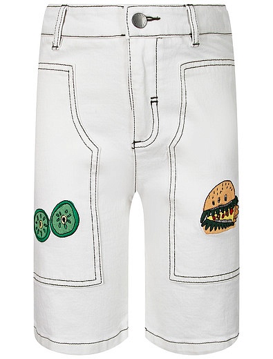 Белые джинсовые шорты с вышивкой Stella McCartney - 1414519412527 - Фото 1
