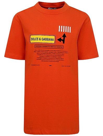 Оранжевая футболка с принтом Dolce & Gabbana - 1134519184612 - Фото 1