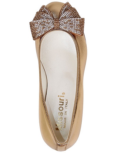 Золотые туфли из натуральной кожи с бантиками из страз Missouri - 2014509081086 - Фото 4
