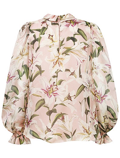 Блуза из шёлка с принтом лилия Dolce & Gabbana - 1032609980475 - Фото 3