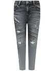 Серые джинсы с потертостями - 1164519281493