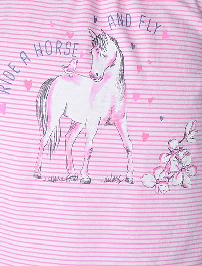 Розовая хлопковая пижама с лошадкой Sanetta - 0212609881403 - Фото 3