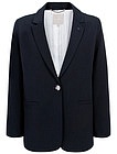 Однобортный тёмно-синий пиджак - 1334509380196