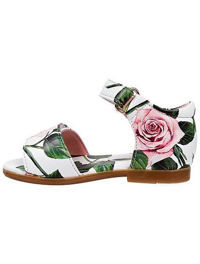 Босоножки из кожи с принтом тропические розы Dolce & Gabbana - 2164509071607 - Фото 3