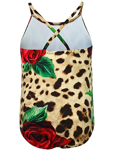 Купальник с принтом леопард и розы Dolce & Gabbana - 0882509970097 - Фото 2