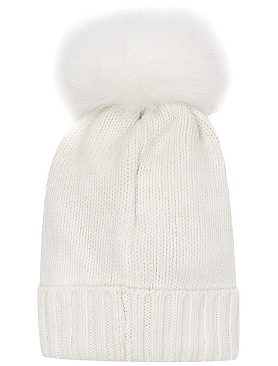 Белая шапка из шерсти и кашемира с бусинами Regina - 1351209980037 - Фото 4