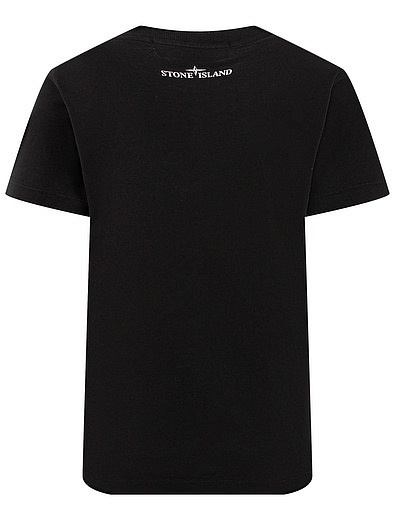 Черная хлопковая футболка с логотипом Stone Island - 1134519187415 - Фото 2