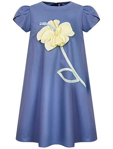 Хлопковое платье с цветочной аппликацией Il Gufo - 1054609175668 - Фото 1
