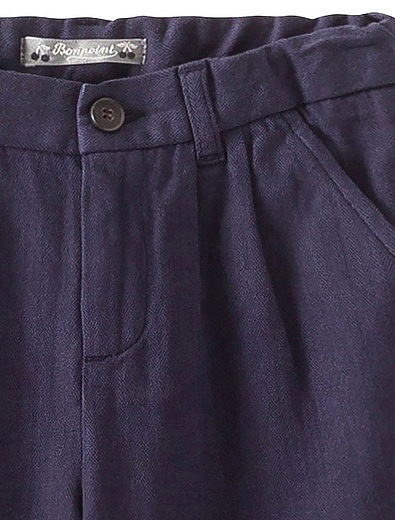Синие хлопковые брюки прямого кроя Bonpoint - 1084519184306 - Фото 2