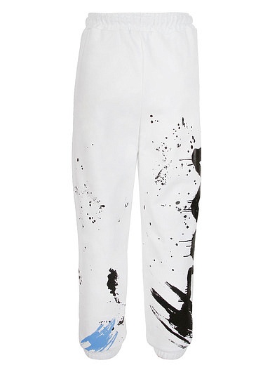 Белые спортивные брюки с эффектом красочных брызг DISCLAIMER - 4244519373576 - Фото 2