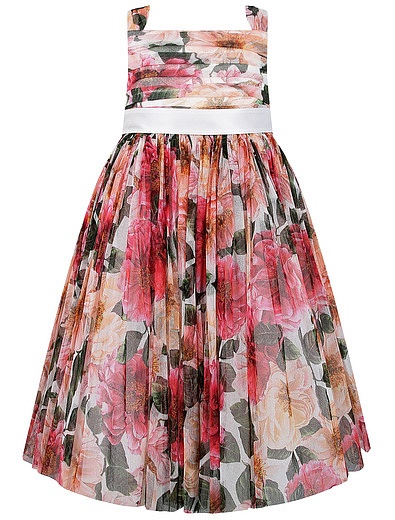 Платье миди из тюля с цветочным принтом Dolce & Gabbana - 1054509175287 - Фото 1