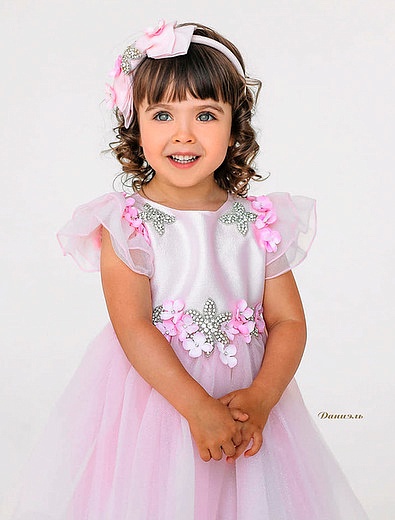 розовое Платье с объёмными цветами Lesy - 1054509071497 - Фото 4