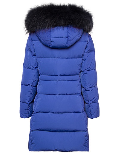 Синее пуховое пальто с меховыми карманами Jums Kids - 1122909780186 - Фото 3