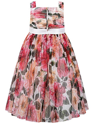 Платье миди из тюля с цветочным принтом Dolce & Gabbana - 1054509175287 - Фото 3