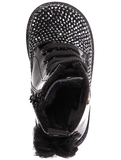 Черные ботинки украшенные стразами Miss Blumarine - 2031109880376 - Фото 4