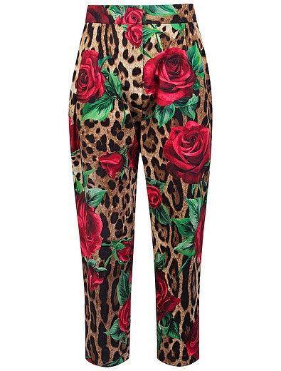 Леопардовые брюки с красными розами Dolce & Gabbana - 1087709970697 - Фото 1
