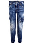 Узкие джинсы с декором в виде заплат - 1161419680074
