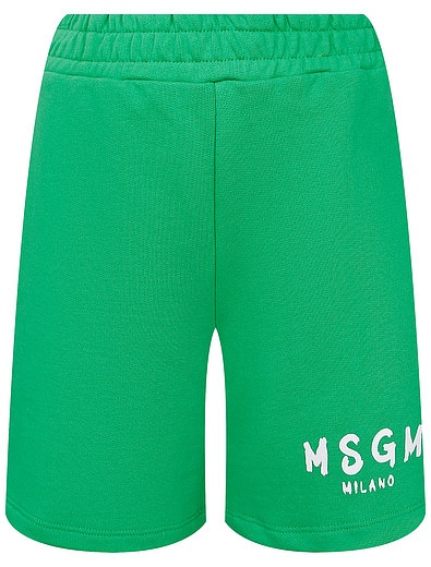 Зеленые шорты из хлопка MSGM - 1414529270018 - Фото 1