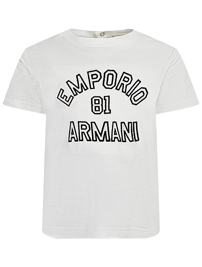 Футболка из хлопка и лиоцелла с логотипом EMPORIO ARMANI - 1134619374357 - Фото 1