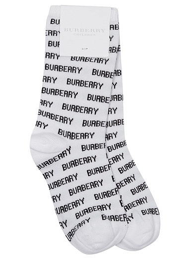 Носки из эластичного хлопка с принтом логотипа Burberry - 1531219880033 - Фото 1