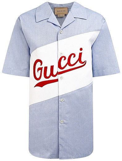 Рубашка из хлопка оксфорд с логотипом GUCCI - 1014519170290 - Фото 1