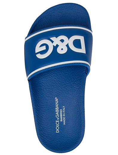 Синие Шлепанцы пляжные с логотипом Dolce & Gabbana - 2284519270095 - Фото 4