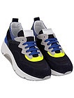 Синие замшевые кроссовки с желтыми вставками - 2104519070672