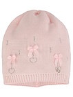 Нежно-розовая шапка с бантиками - 1354509410242