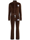 Бархатый коричневый костюм из толстовки и брюк - 6004509380063