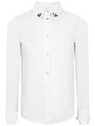 Белая блуза с декором на воротнике - 1034509382175