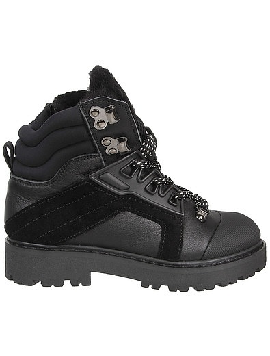 Черные ботинки-хайкеры из натуральной кожи JARRETT - 2031119980370 - Фото 2