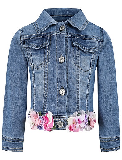 Джинсовая куртка с цветочным декором Lapin House - 1071509070121 - Фото 1