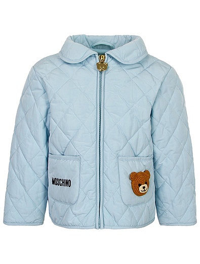 Голубая стеганая куртка Moschino - 1074519372315 - Фото 3