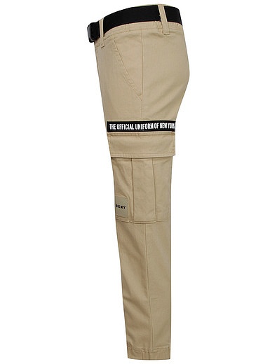 Хлопковые брюки с накладными карманами DKNY - 1084519173645 - Фото 3